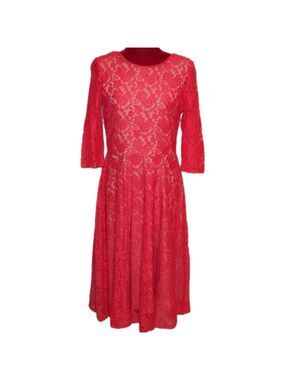 𝅺Melrose Pink Lace Illusion A Line Dress; Size 10